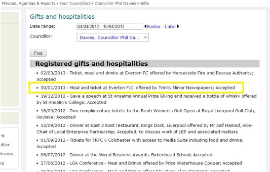 25 04 14 - davies accepts EFC ticket and meal