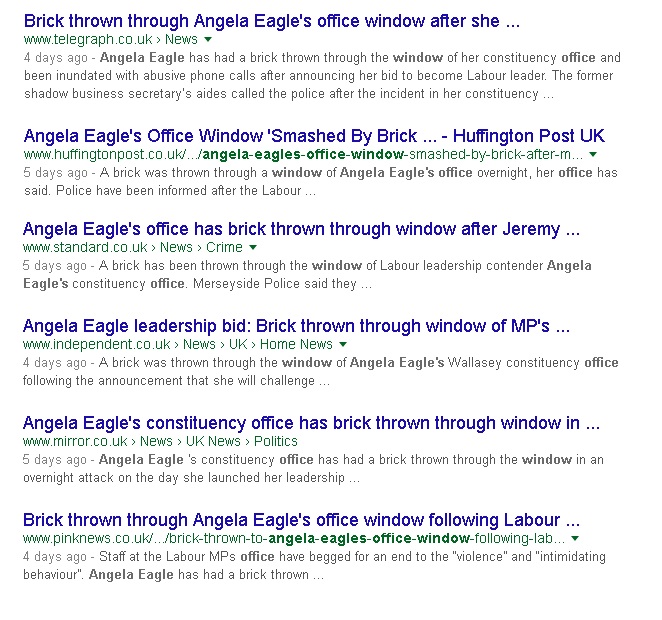 angela eagle brick thrown through window news items