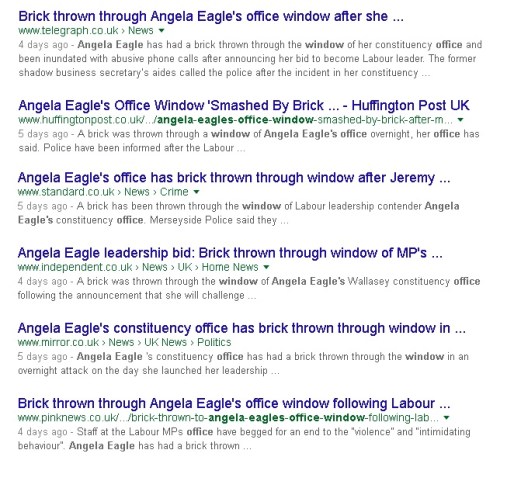 angela eagle brick thrown through window news items