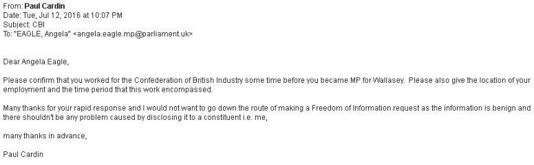 email to angela eagle about cbi job
