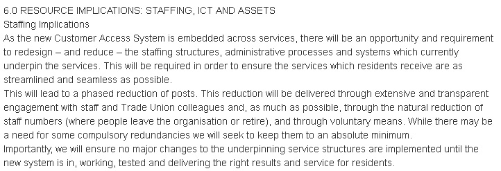 18 03 17 - resource and staffing implications for service changes