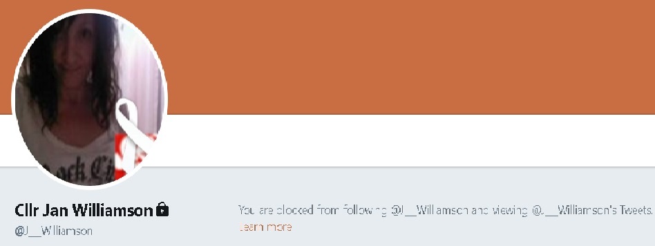 blocked by councillor janette williamson on twitter