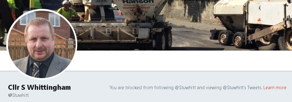 councillor stuart whittingham block on twitter
