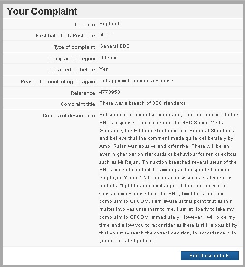 bbc complaint follow up