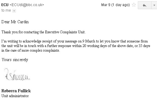 Response from BBC Executive Complaints Unit
