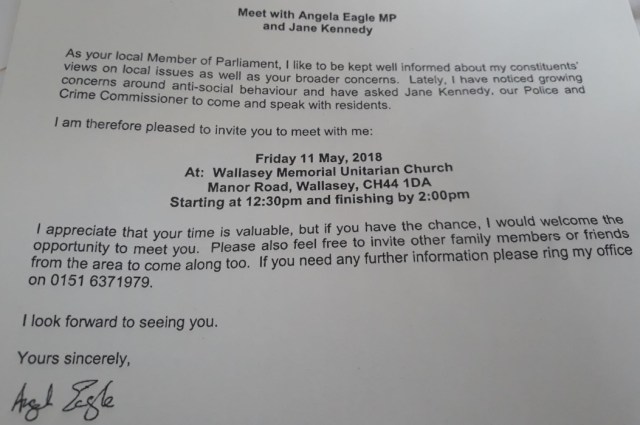 11 05 18 - angela eagle invatation to antisocial behaviour public meeting