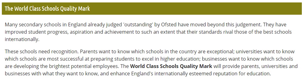 world class schools quality mark