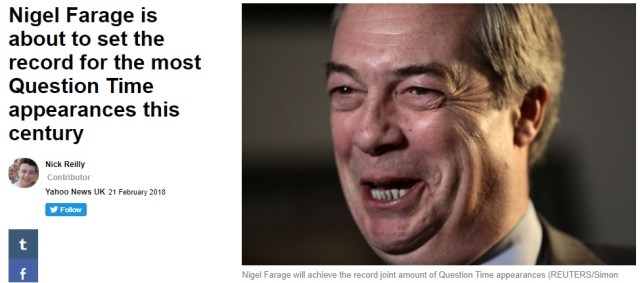 farage on most question time shows