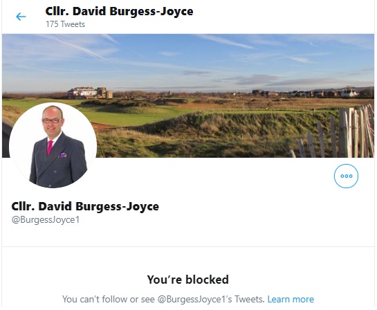 Burgess Joyce blocking us on Twitter