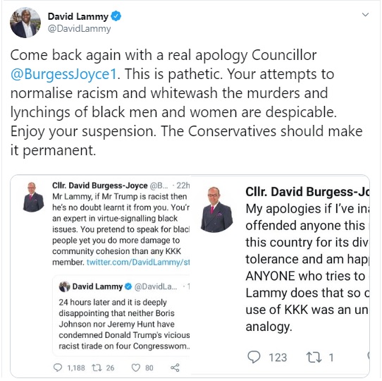David Lammy tweet to David Burgess Joyce