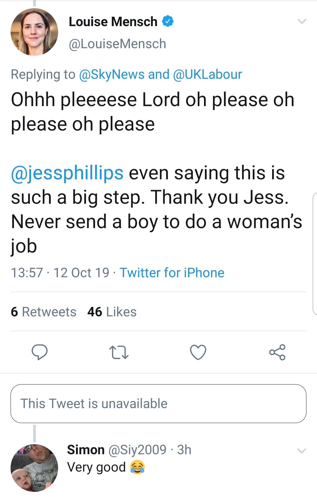 louise mensch tweet before my twitter ban