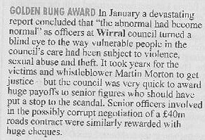wirral council - golden bung award