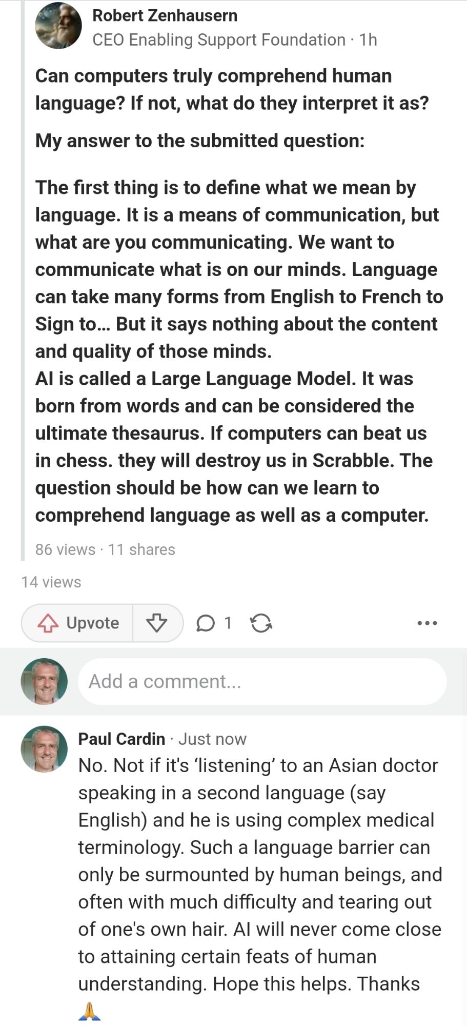 Can computers truly comprehend human language? If not, what do they ...