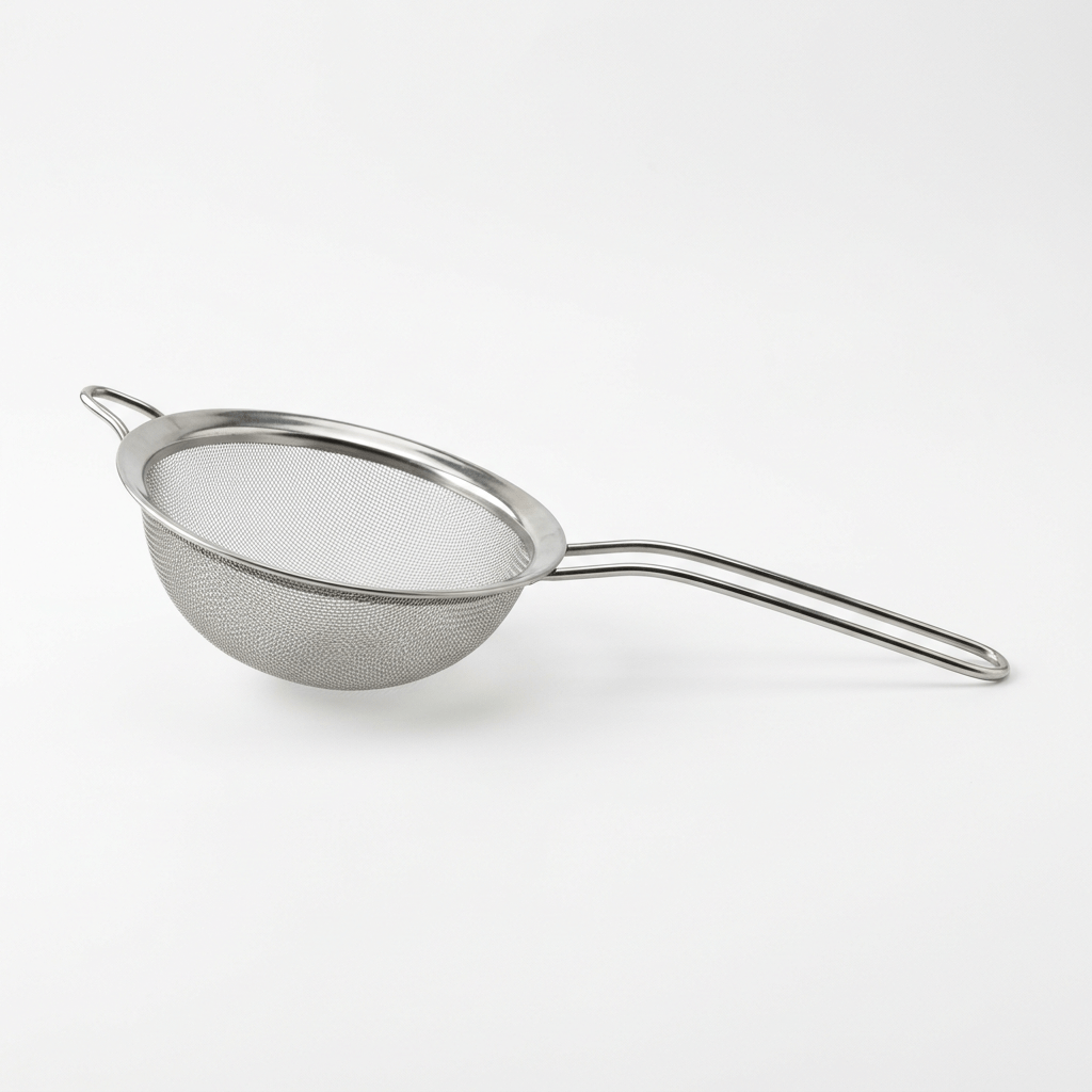 Stainless steel fine mesh strainer with long handle and supporting hook